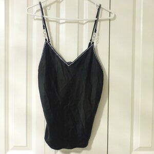 VICTORIA'S SECRET black silky satin rhinestones studded camisole